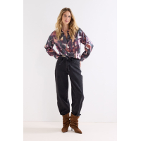 Tramontana Blouse Floral Checks Print Black